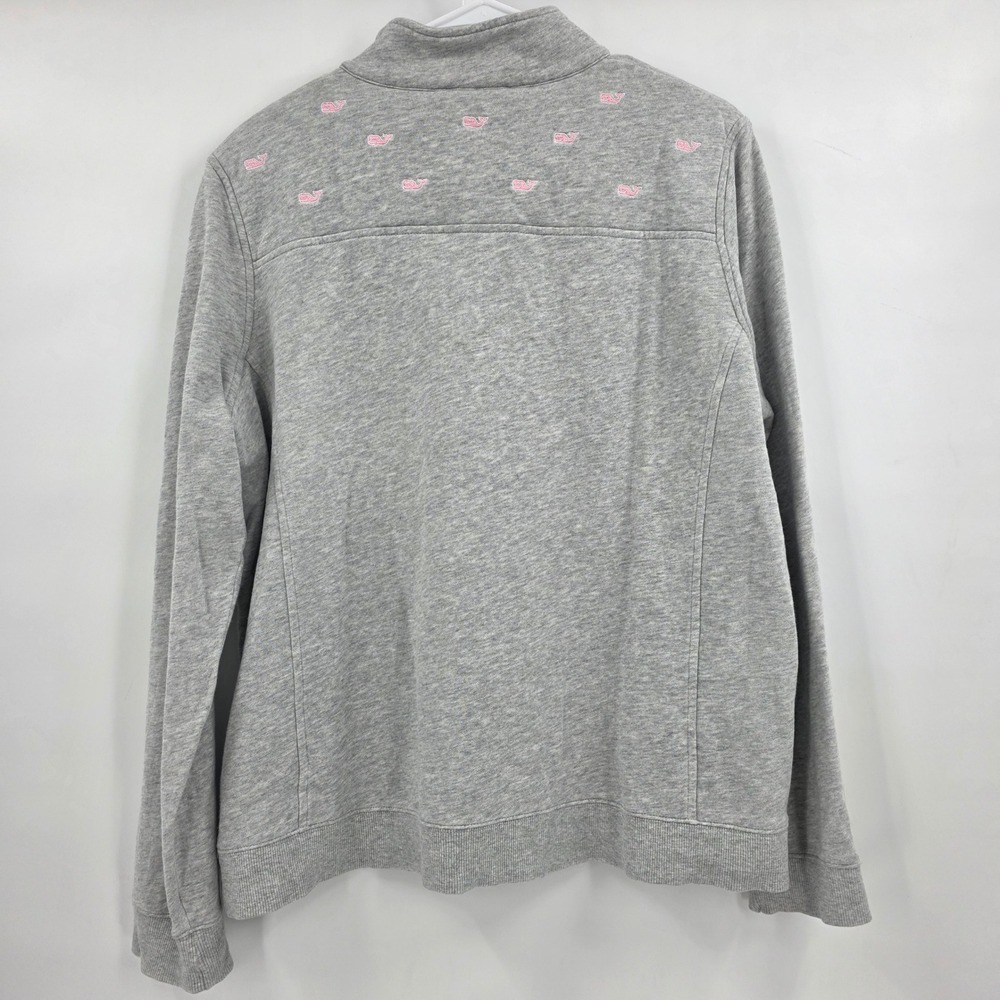 VINEYARD VINES PINK WHALES SHEP 1/4 ZIP SWEATSHIRT WOMENS XL GRAY PULLOVER BEACH - Picture 3 of 13